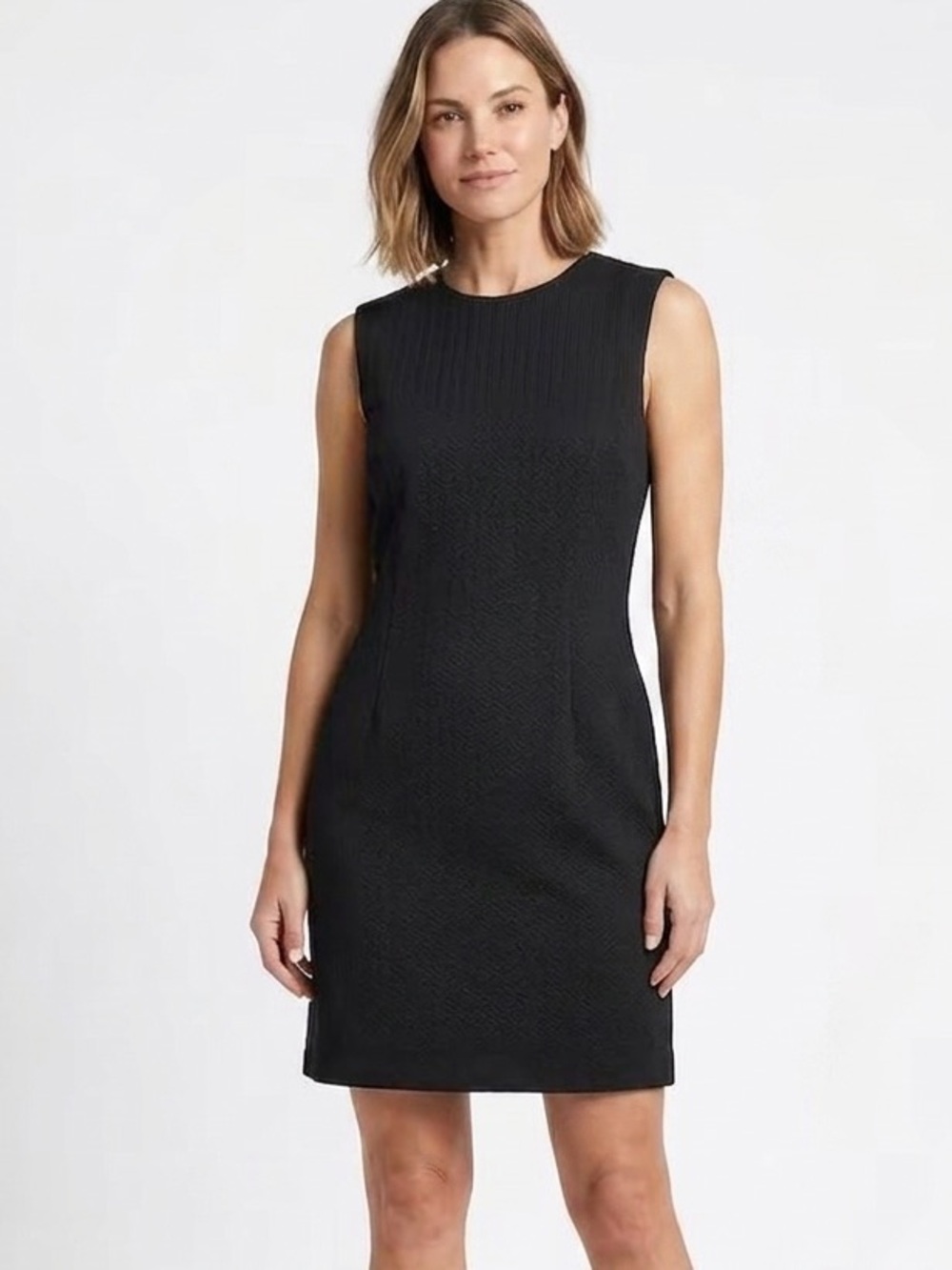 Alfred Sung Black Diamond Textured Knit Sleeveless Shift Dress Sz14 timeless